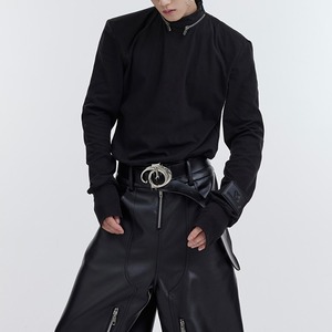 Metal Zipper High Neck Shirt【L0088】