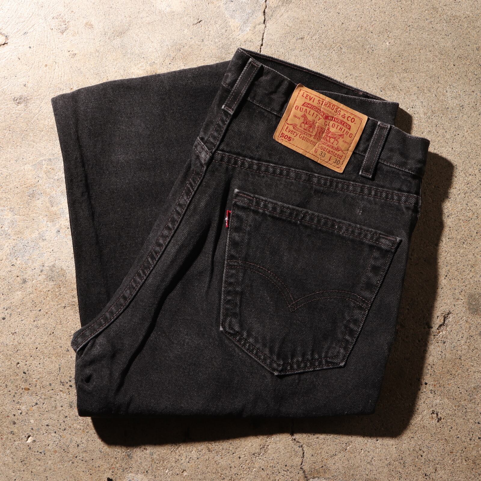 美品 33×30 サルファー 505 USA Levi's ブラックデニムパンツエン