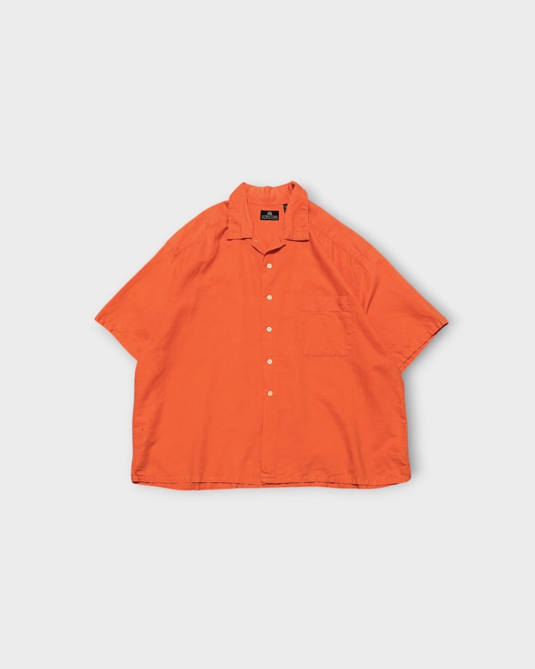 【Used】“STRUCTURE” Open Collar Linen Cotton Shirt
