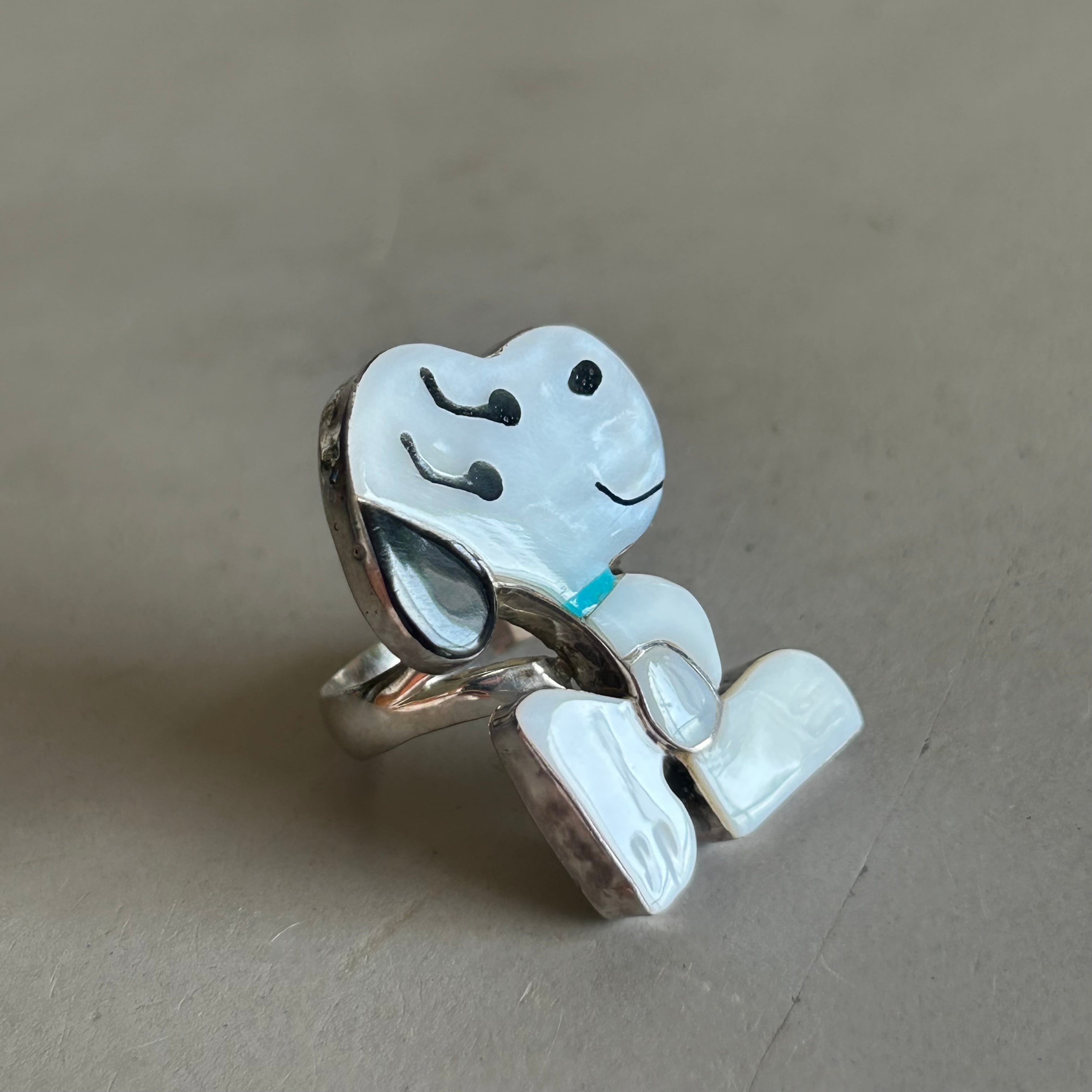 ズニ族 Paula Leekity作 スヌーピー Silver Ring ZUNI Paula Leekity インレイキャラクターリング | Lucy vintage silver