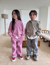 【取寄】OUR ワッフルウォッシングフードジップアップ|秋服|韓国子供服|26/AT