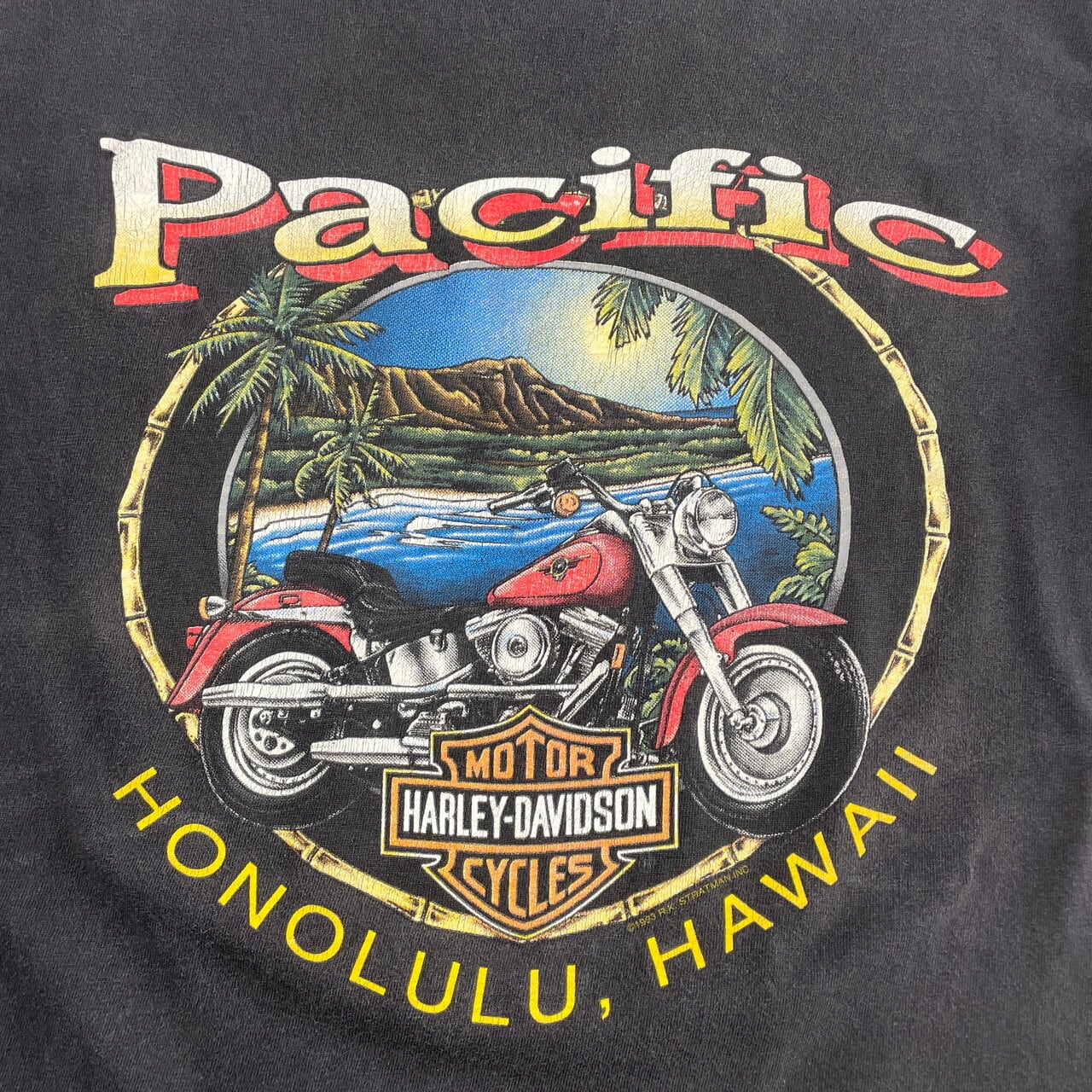 USA製　ハーレーダビッドソン　ホノルル　ハワイ　パシフィック　プリントTシャツ