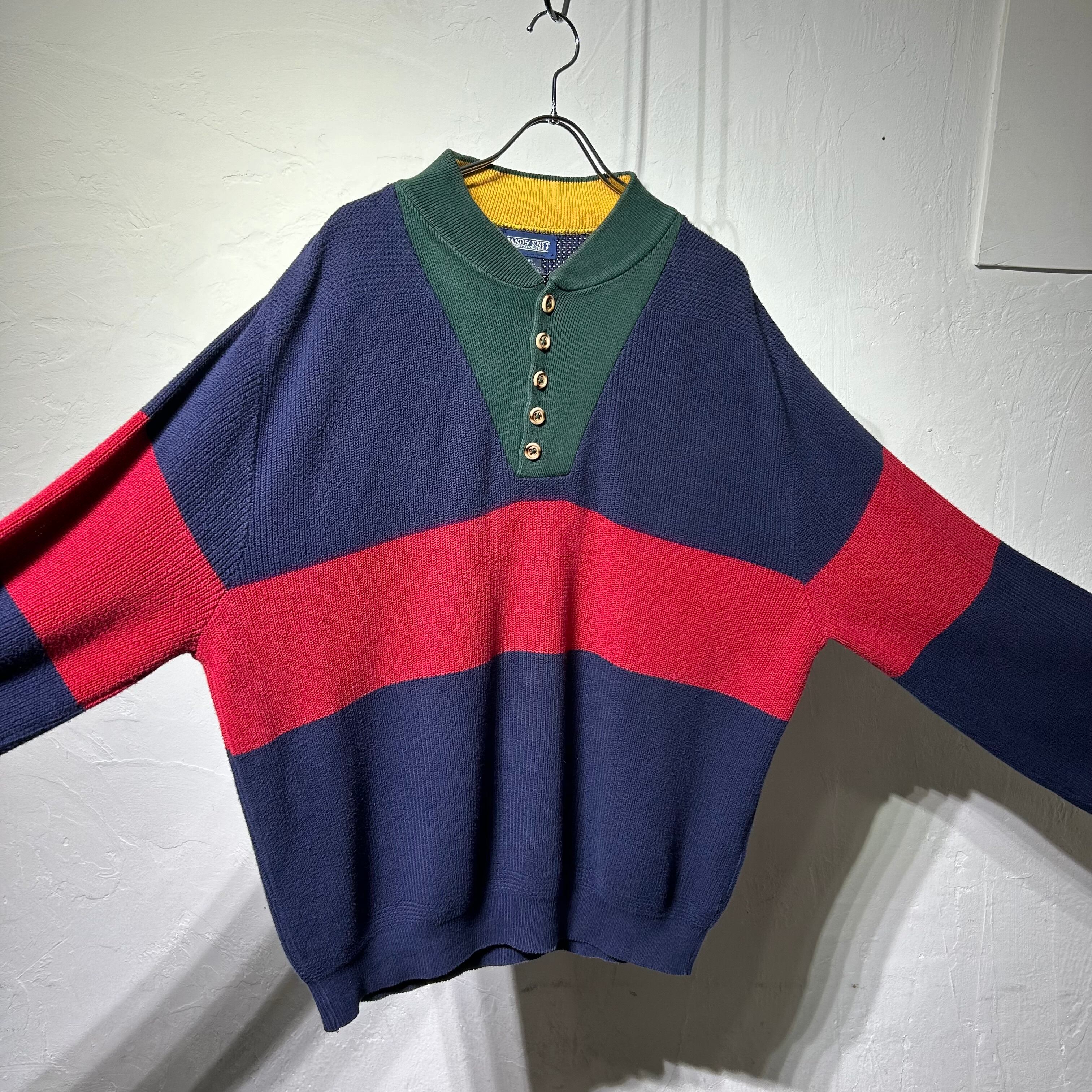 90s LANDS END Multi Color Command Knit USA製
