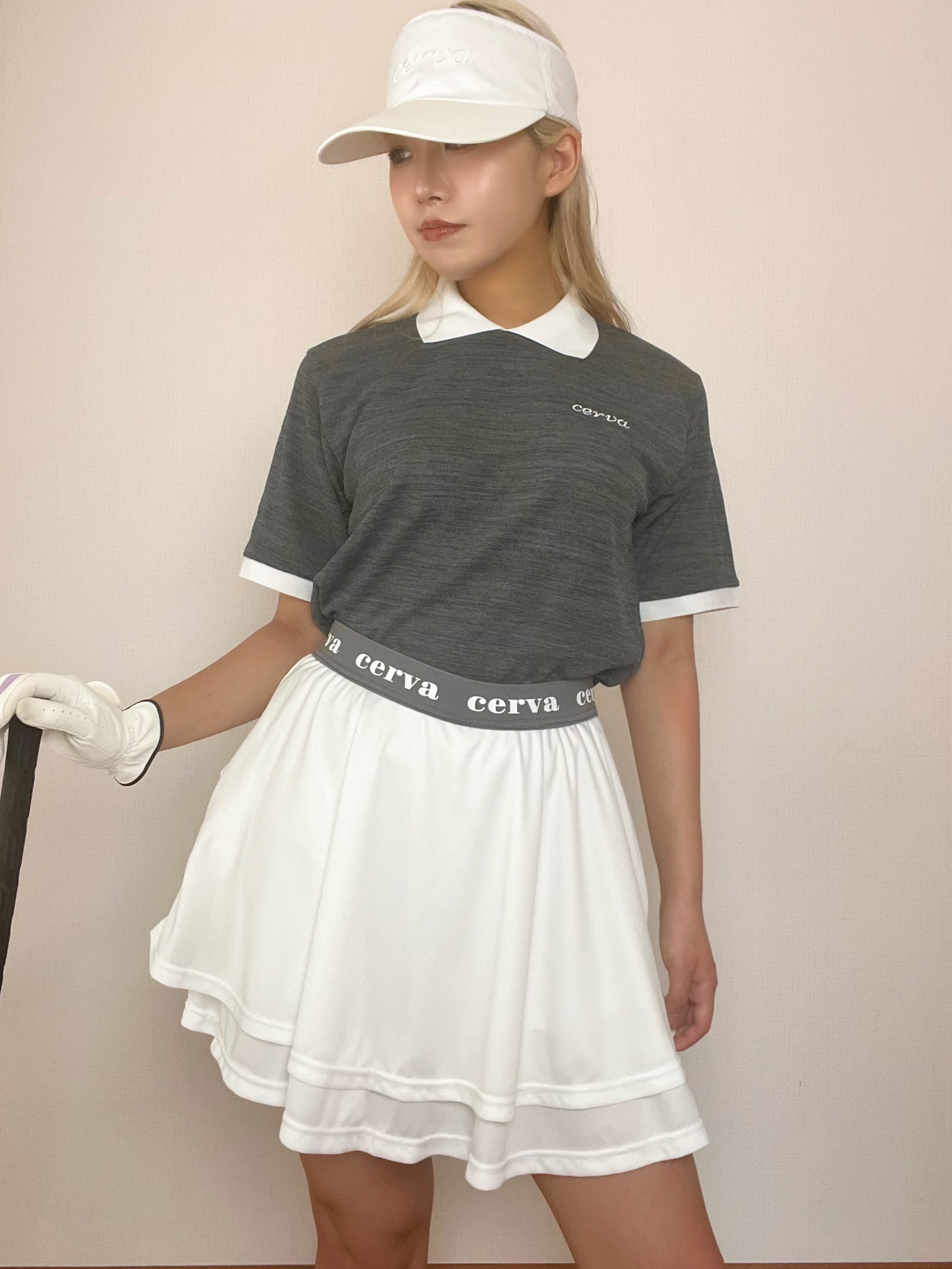 即納＊cerva double flare skirt（White） | cerva golf&lifestyle