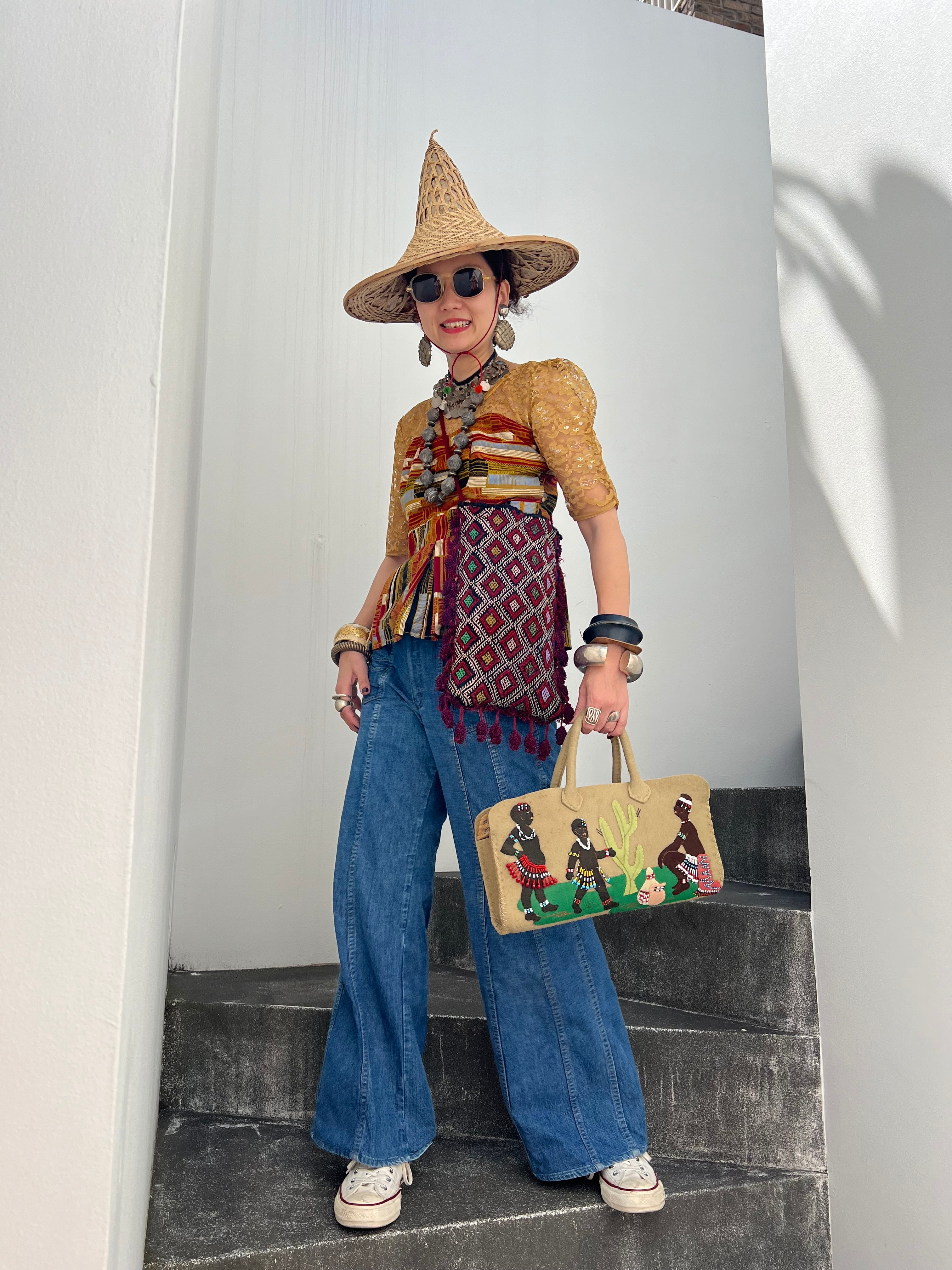 Vintage Moroccan berber wool rug bag ( ヴィンテージ モロッコ