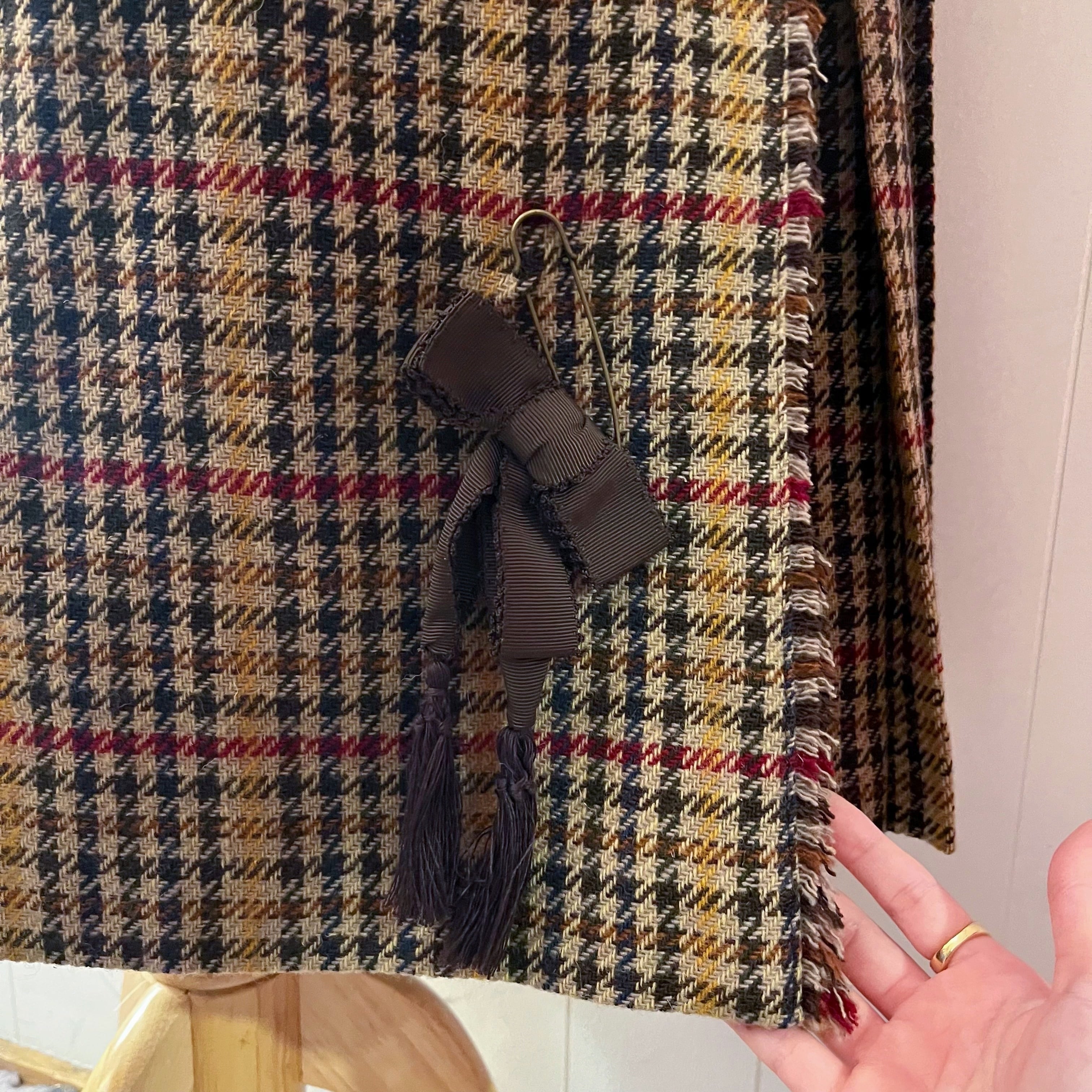 wonderful world / brown check wrap skirt