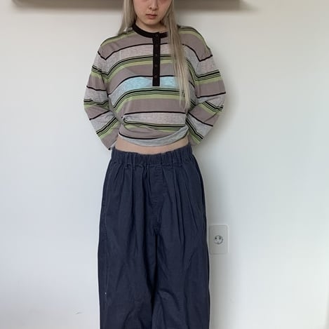 striped henley neck long sleeve tops m-0031