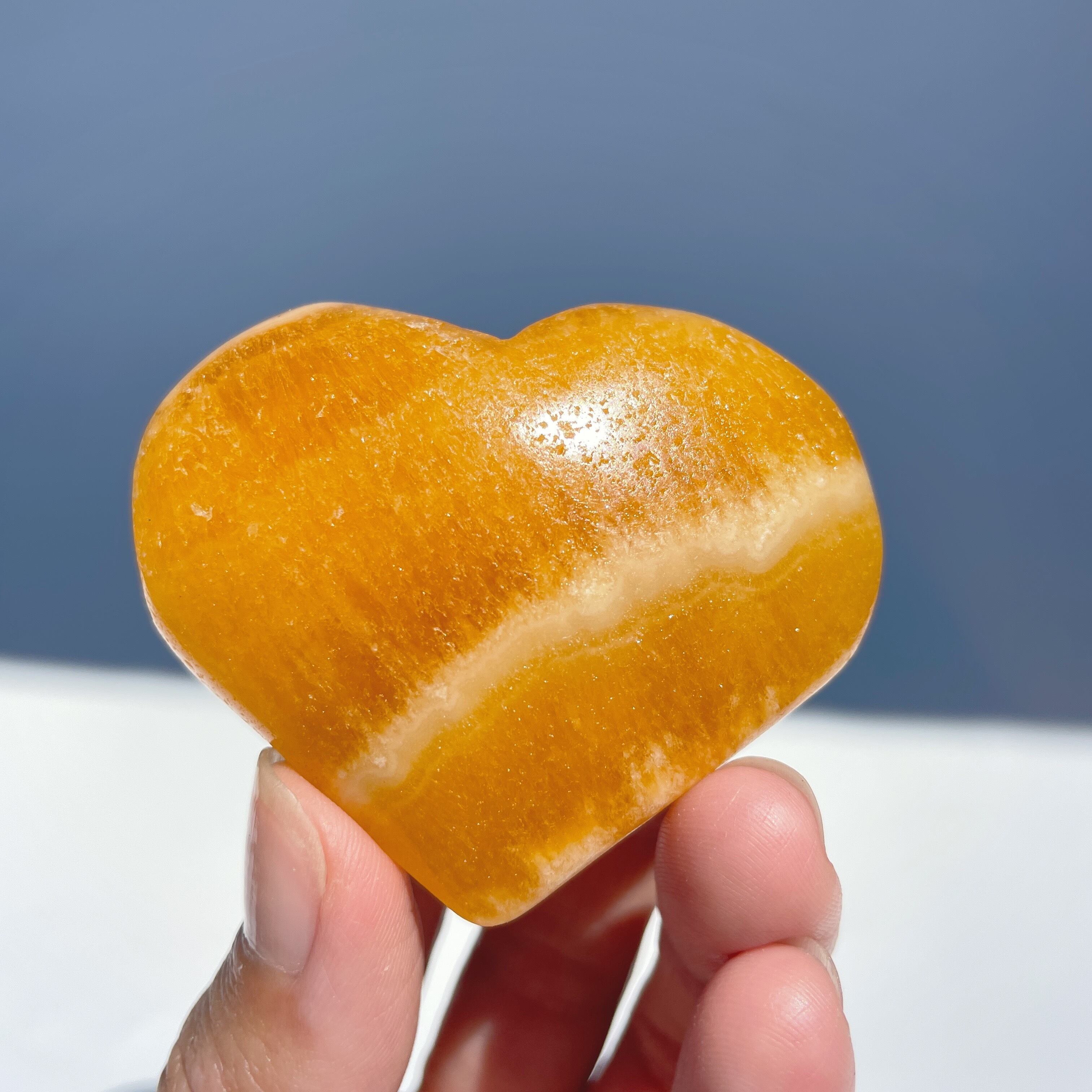 オレンジカルサイト ハート型01♡ Orange Calcite ♡天然石・鉱物
