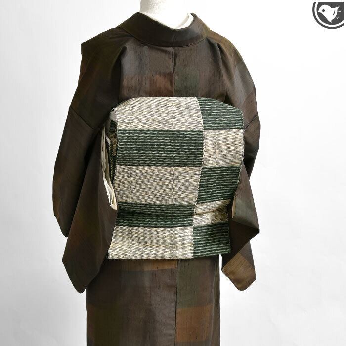 名古屋帯] 楮紙布 すくい織 小千谷 折田一仁 作 手織り 八寸帯 日本製