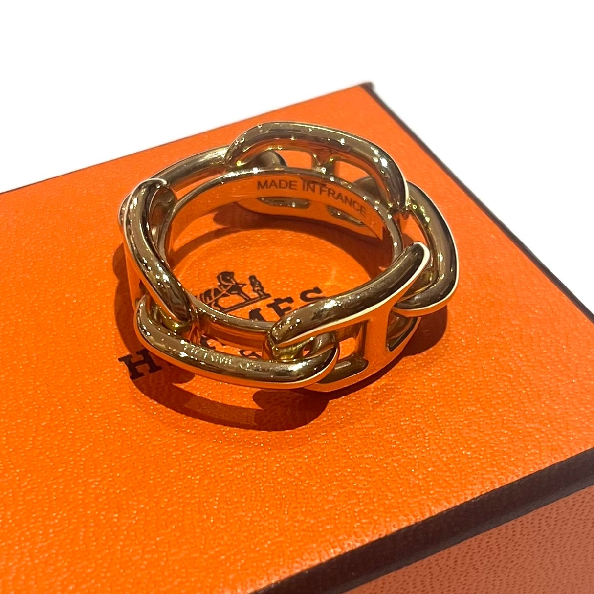 HERMES 】2447 VINTAGE シャンパンゴールドシェーヌダンクルスカーフ