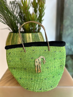 African giraffe straw bag