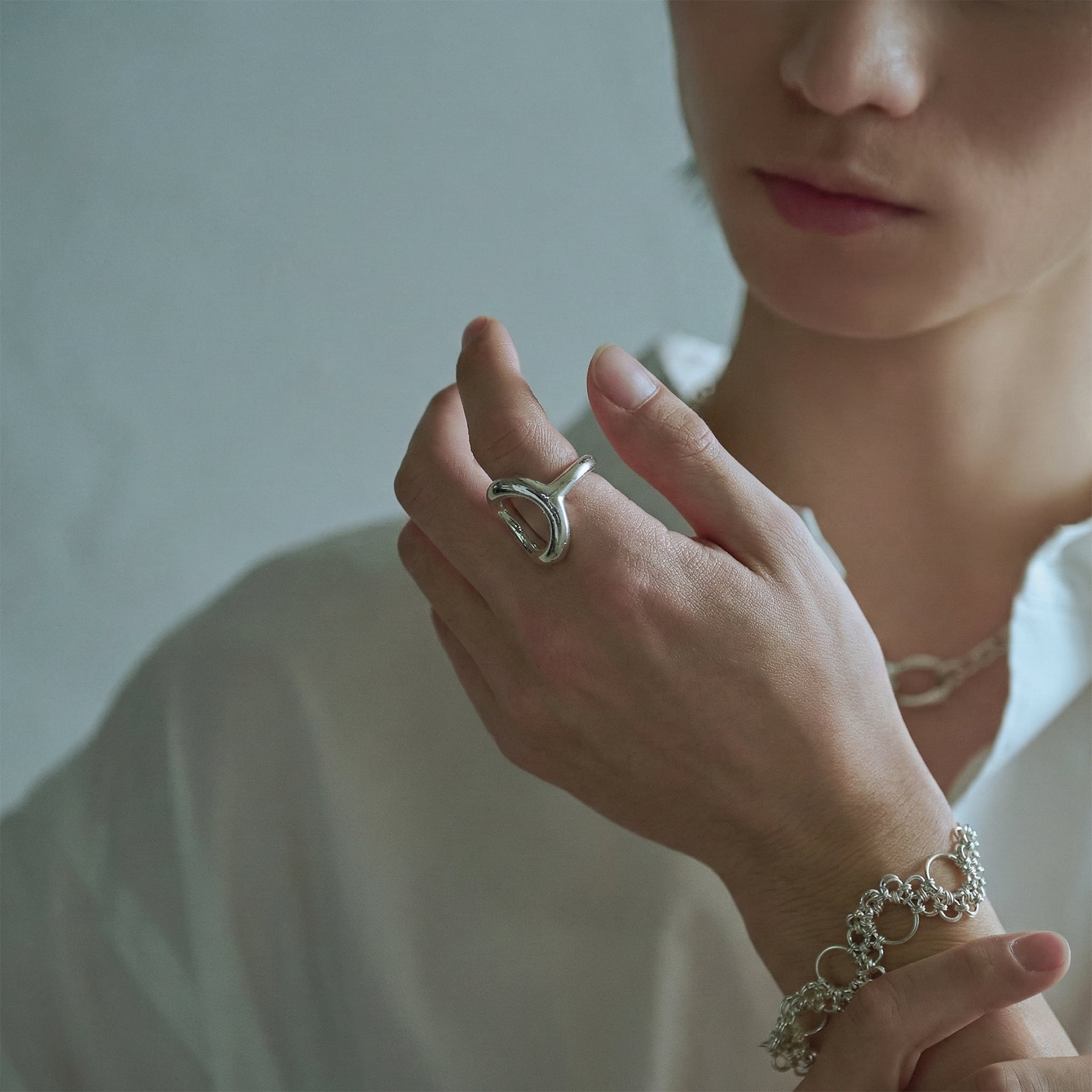 ego] extra thick silver line ring [cyb6] / Y2404BWR5268 | YArKA