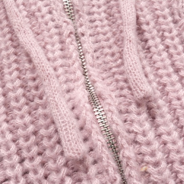 cable knit color knit zip-up hoodie　ケーブル編みカラーニットジップアップフーディー　J1537