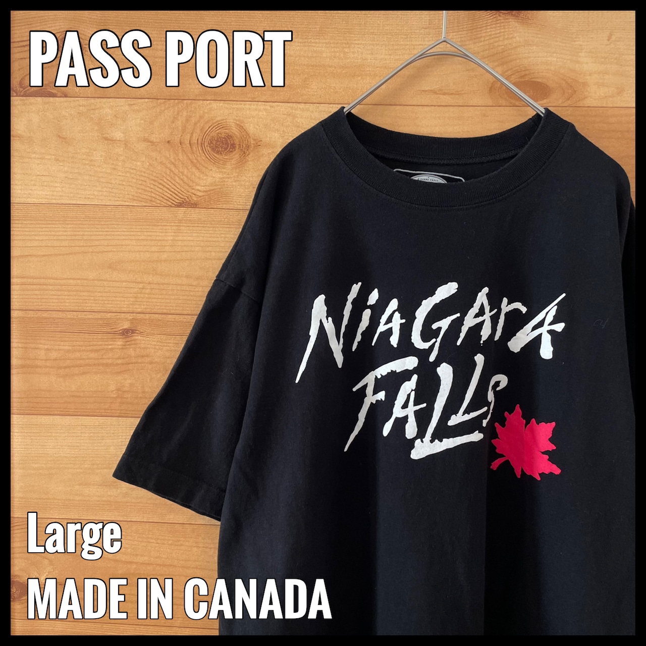 【PASSPORT】カナダ製 ナイアガラの滝 プリント Tシャツ NIAGARA FALLS メイプル L US古着