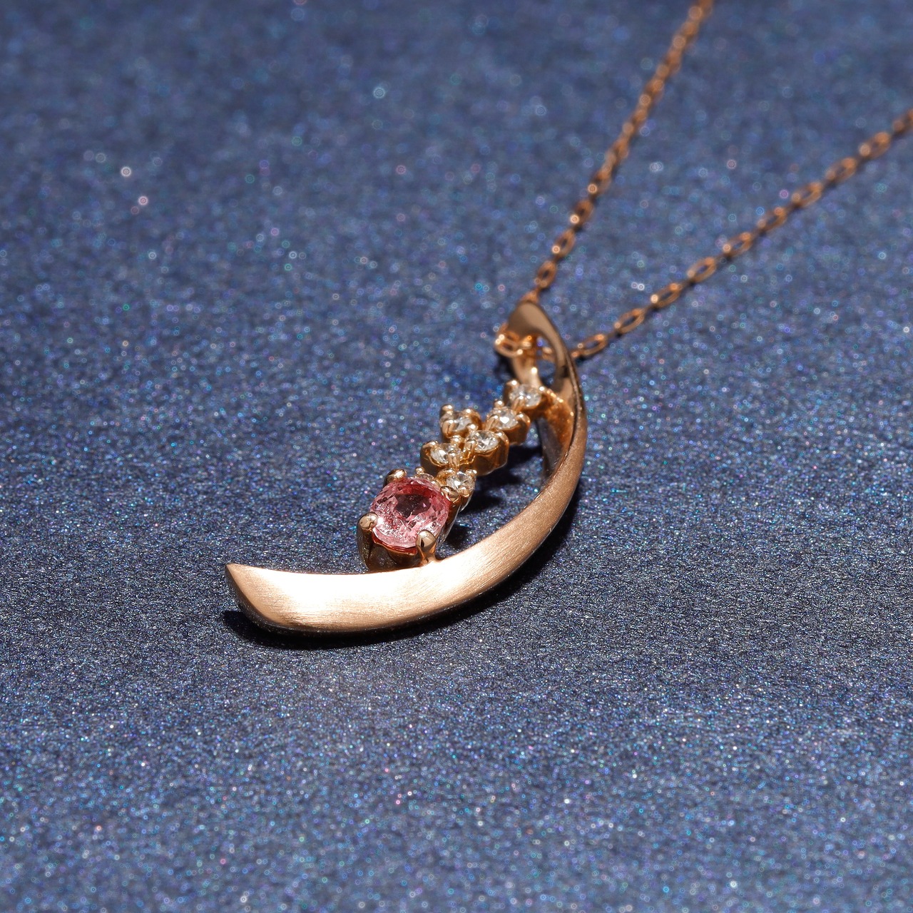 オーバルカット パパラチアサファイア ネックレス K18(PG) / 0.243ct / DA 0.060ct