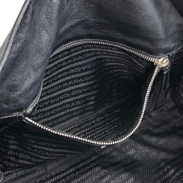 PRADA プラダ ハンドバッグ ブラック プッシュロック レザー vintage ヴィンテージ オールド pesttr