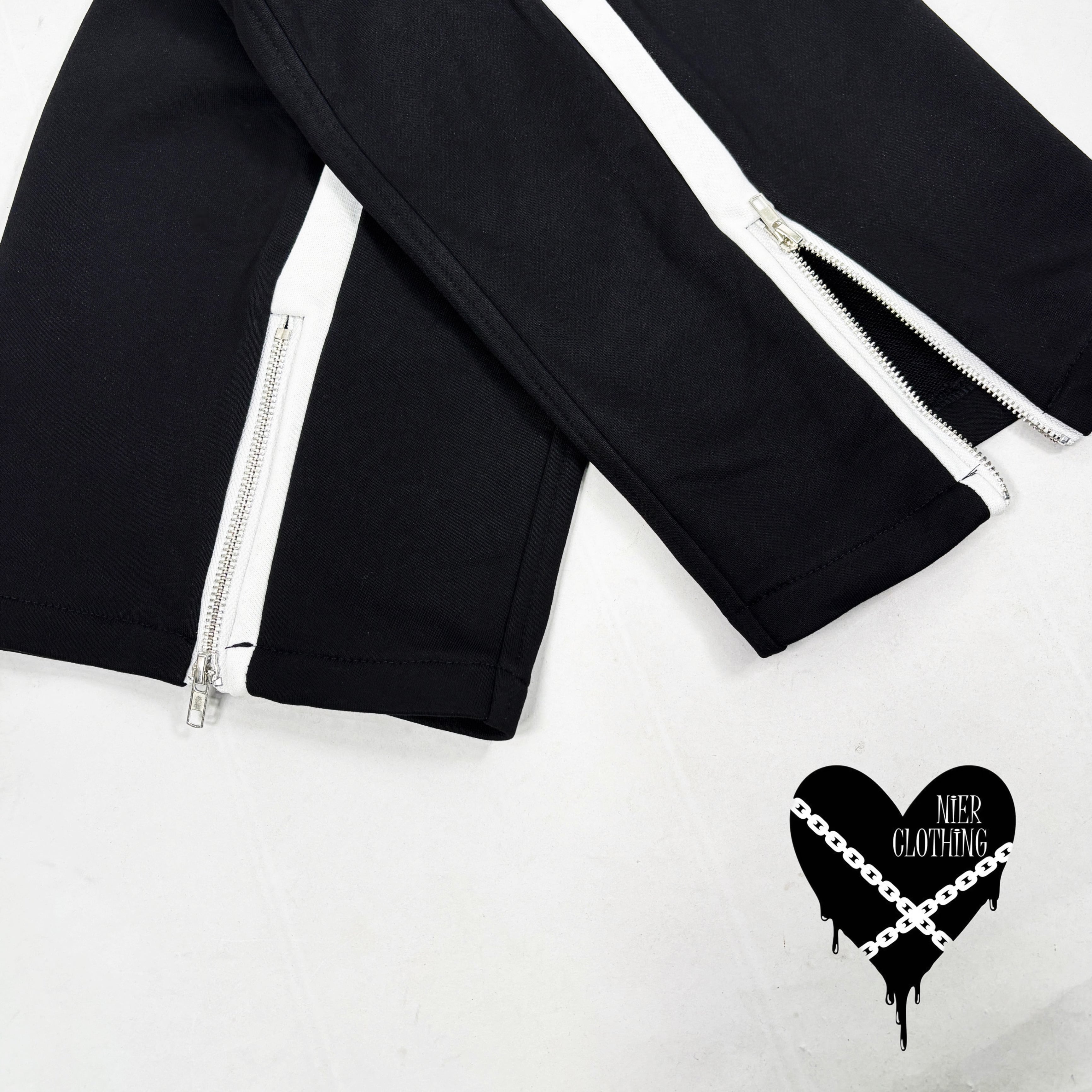 最終値下げ  NieR ZIP半袖、ZIP長袖、Tシャツ ワイドパンツ おまとめ SIDE ZIP SLIT BLACK WIDE PANTS【CHAIN HEART】 | NIER CLOTHING