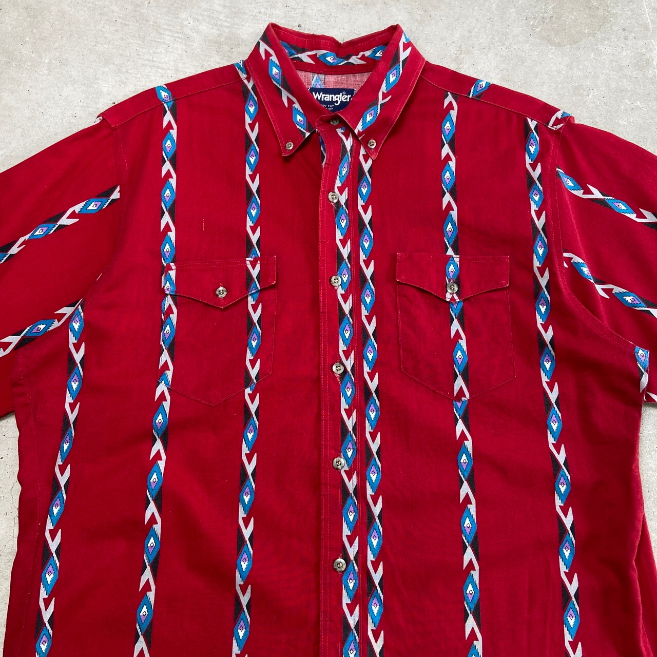 80〜90年代 Wrangler ラングラー 半袖ウエスタンシャツ ネイティブ柄 