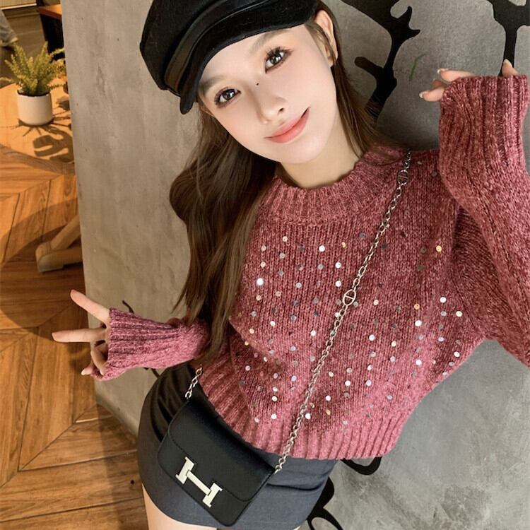 【tops】スパンコールニットセーター M27848