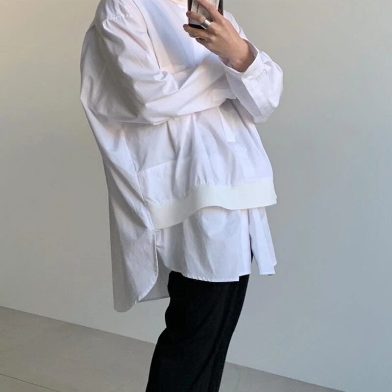 全2色 シャツ トップス 無地 カジュアル 長袖 おしゃれ