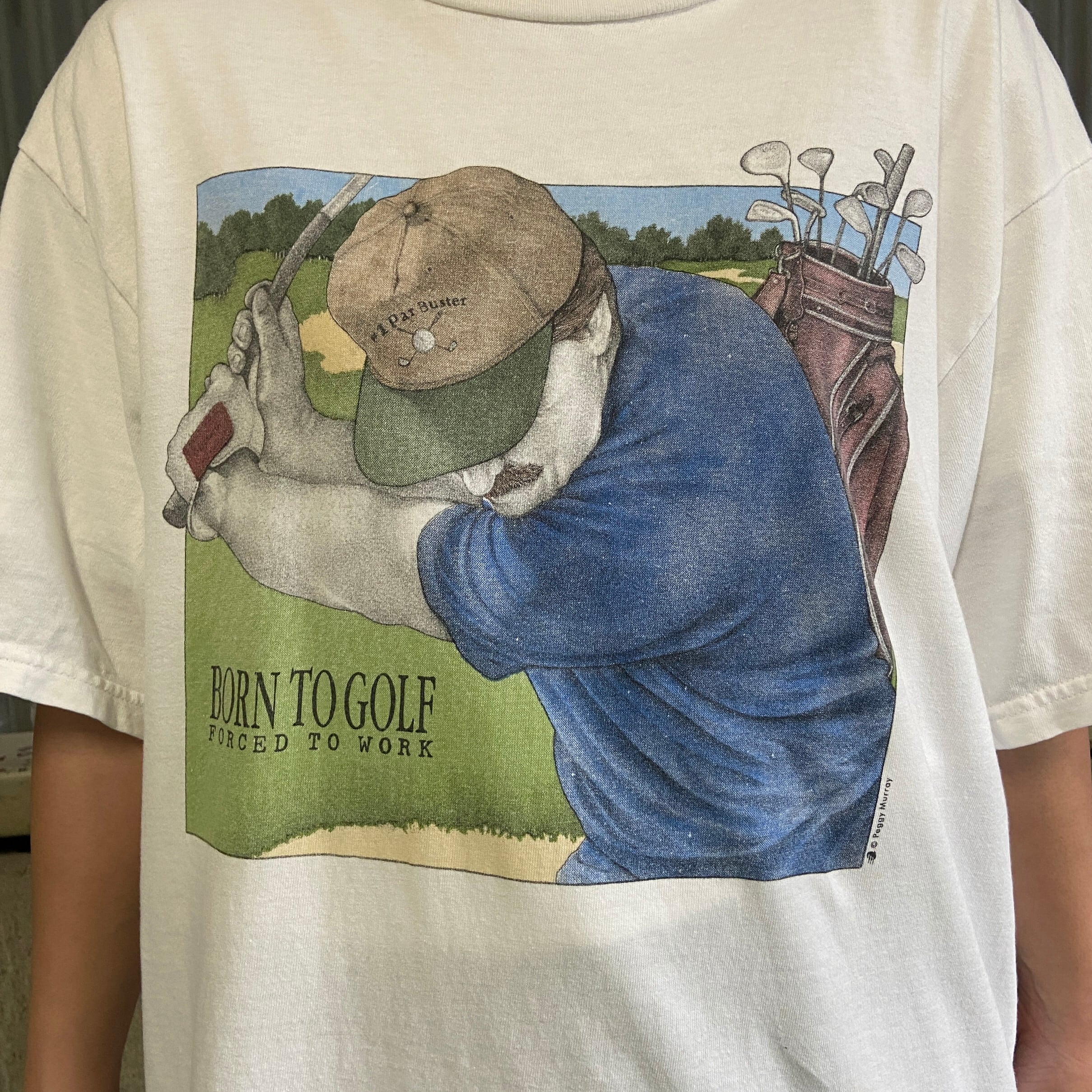 90年代 ”Peggy Murray” ゴルフ アート プリントTシャツ メンズL 古着 