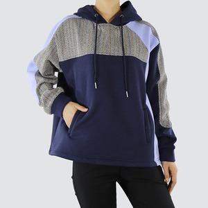 PATCHWORK DESIGN LONG SLEEVES HOODIE PULLOVER 2colors M-3788