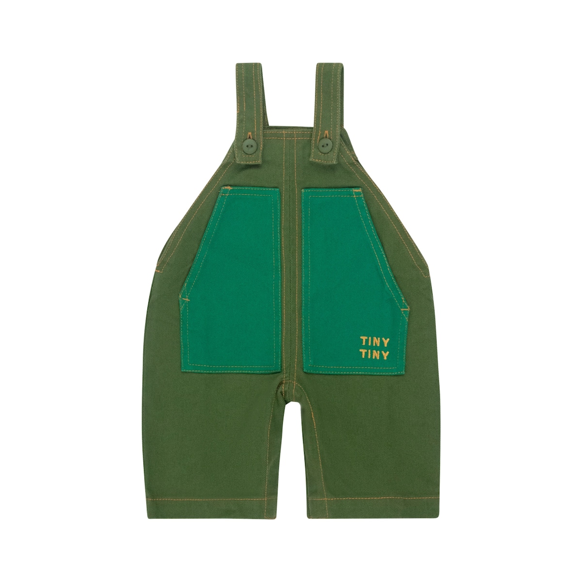 TINYCOTTONS / BABY COLOR BLOCKED DUNGAREE - moss green | monchou 