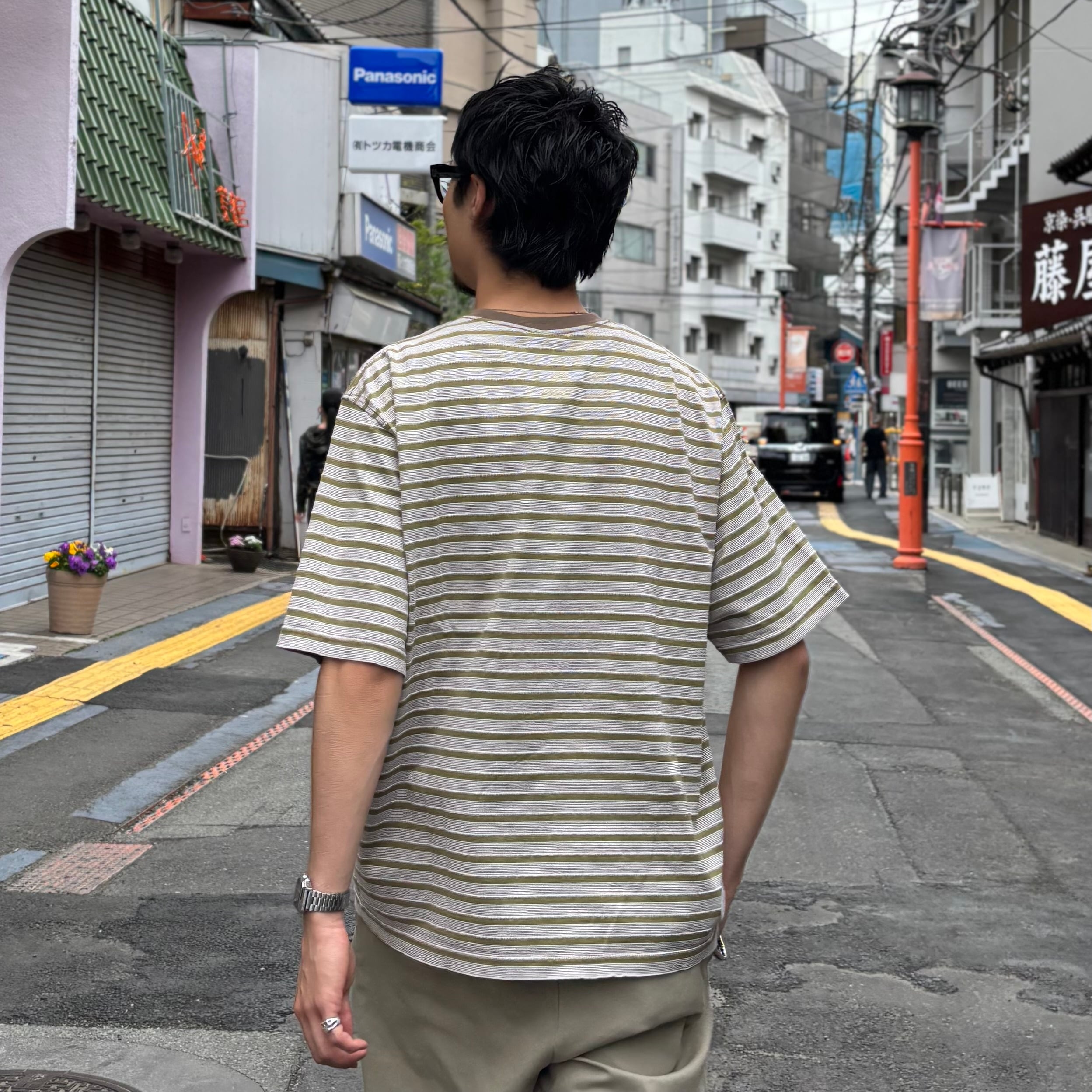 NOROLL UNEVENNESS S/S TEE GREEN ORANGE / ノーロール Tシャツ