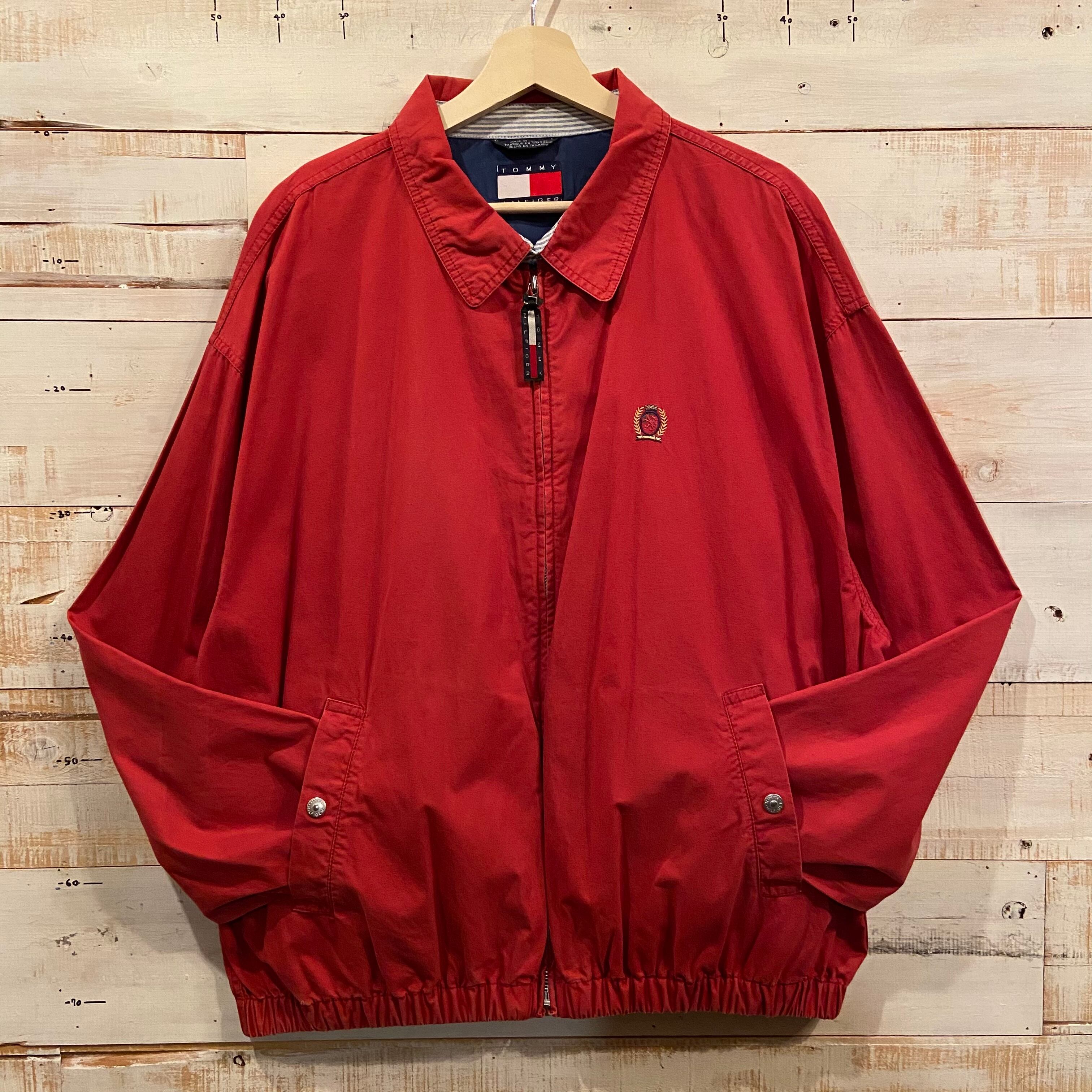 90s TOMMY HILFIGER コットンジャケット スウィングトップ XL レッド