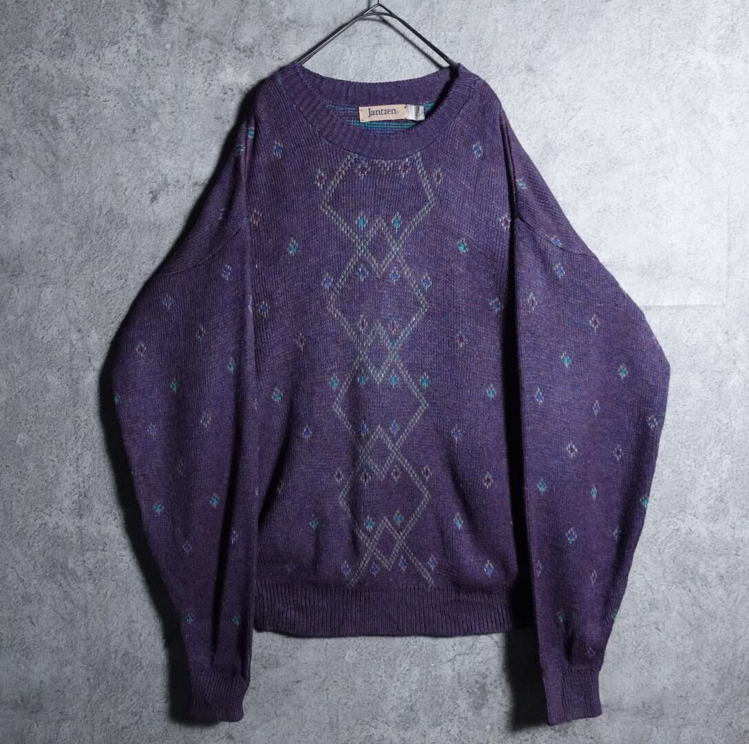 Deep purple diamond motif design knit