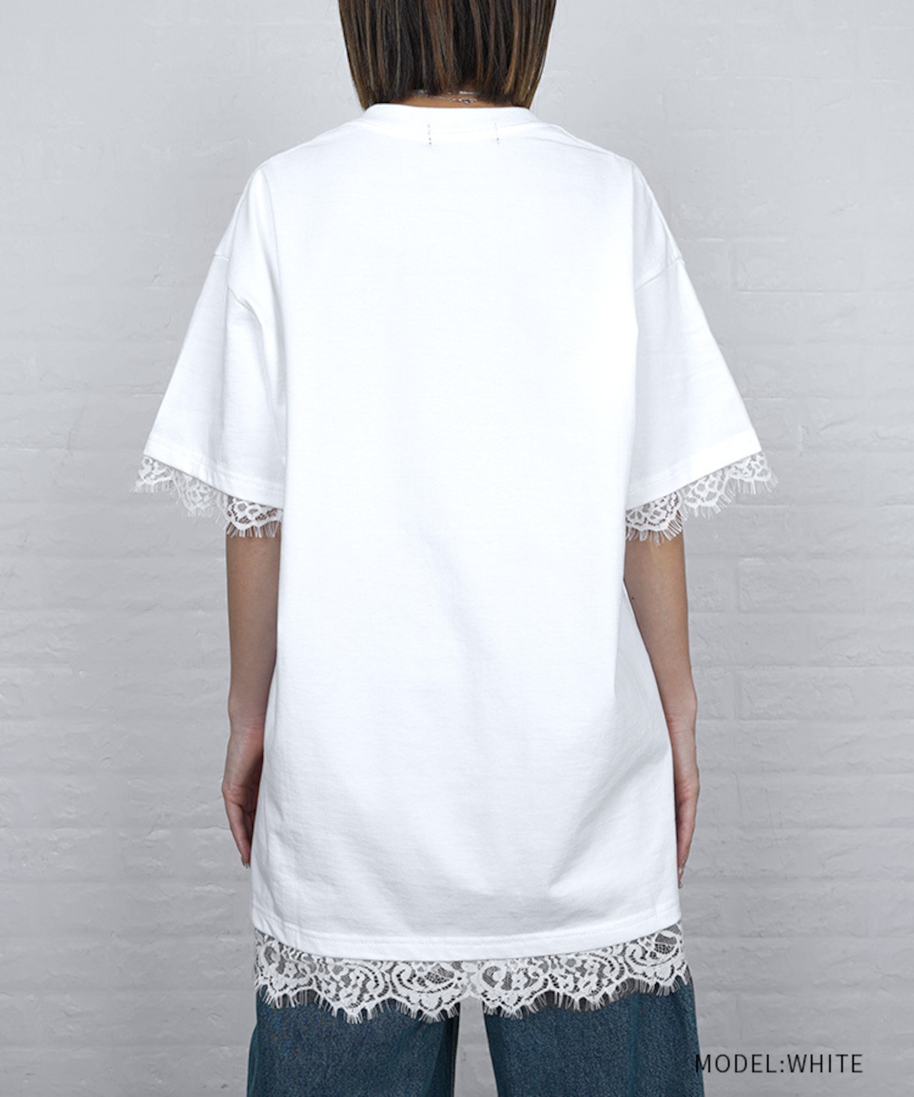 【直営限定ITEM】ヘムレースルーズTシャツ (WHITE) CQ-49004H