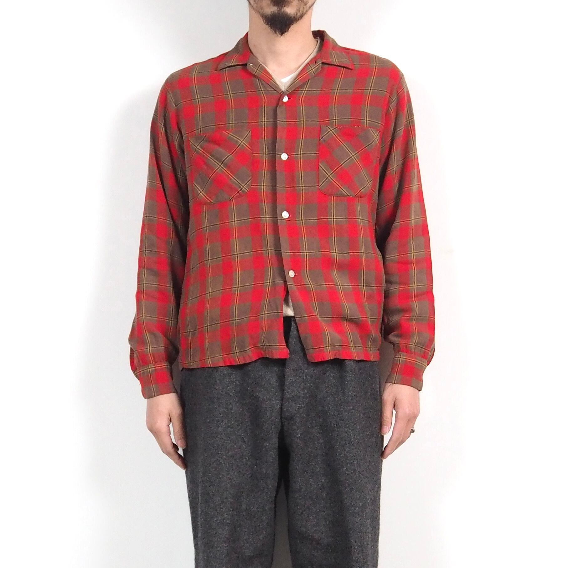 60's CAMPUS plaid rayon box shirt 14.5 USA製 /キャンパス レーヨン チェック ボックスシャツ