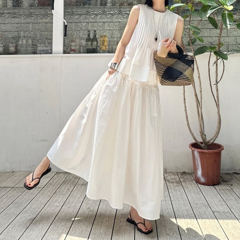 フレアスタイルセットアップ】ノースリーブトップス ロング