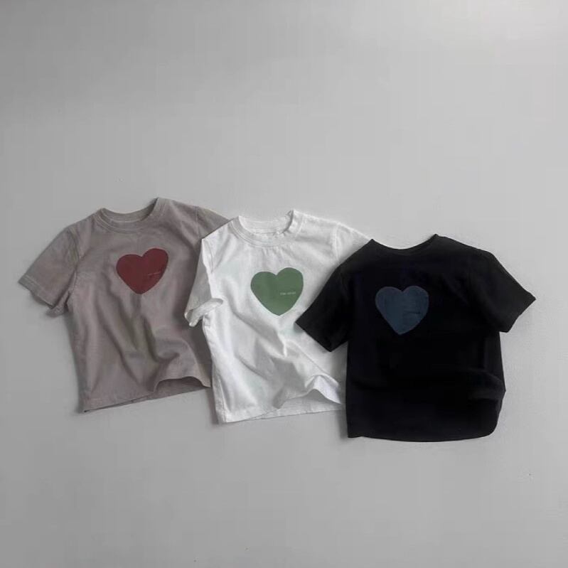 【BABY】韓国風 ハート柄半袖シャツ