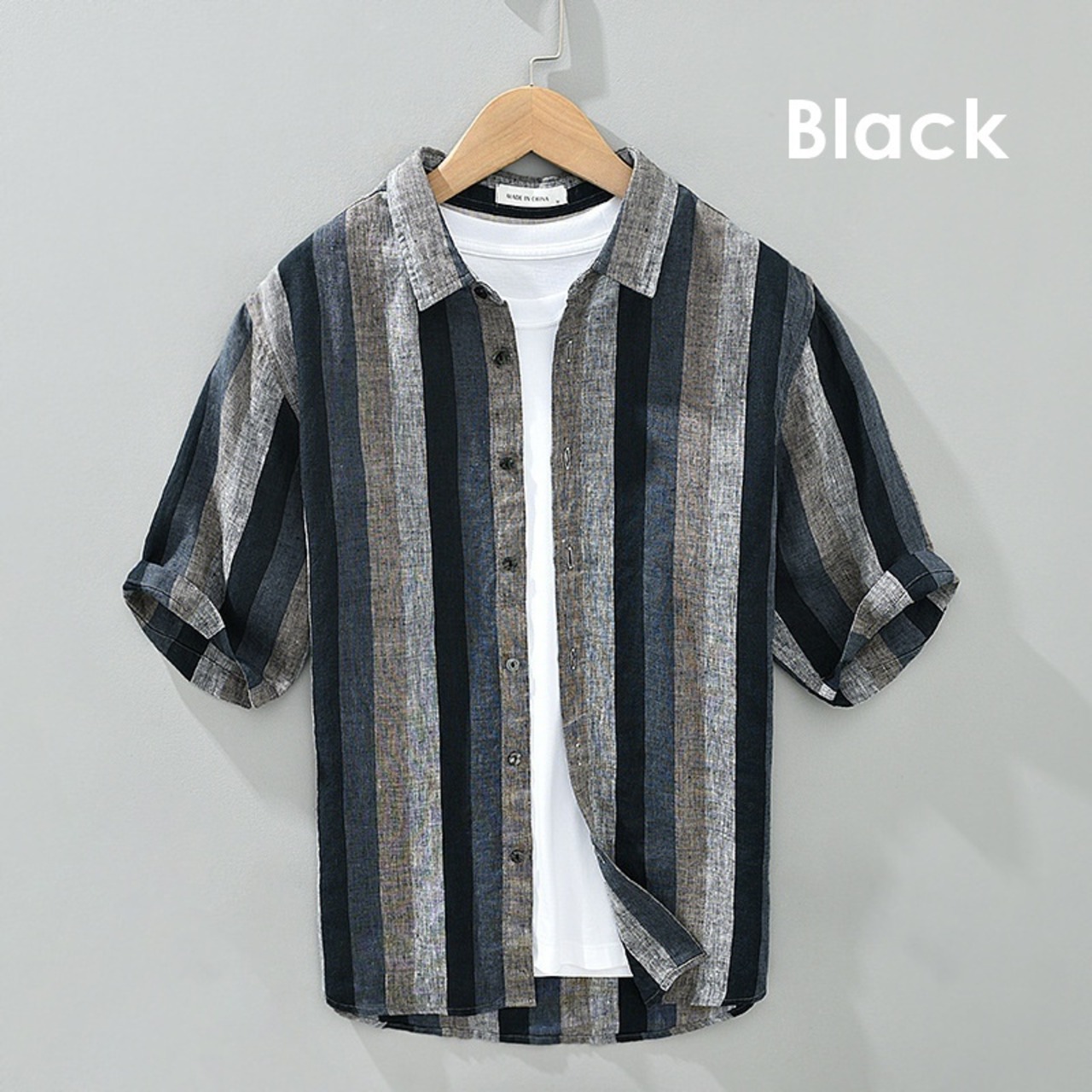 【M-3XL】Wide Stripe Short Sleeve Shirt / ワイド ストライプ 半袖 シャツ