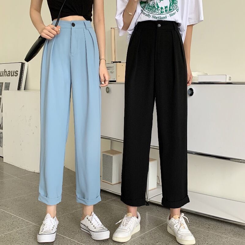 ブラックパンツ サマー薄手カジュアル ハイウェスト 夏物 1号婦人40155816167