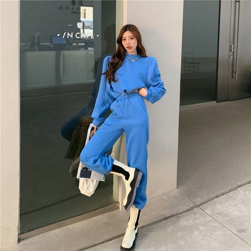 カジュアルオータムウィンタースタイルセーター ハイウェストウェストワイドレッグパンツ 秋物 冬物 ワイドパンツ ブラックストロベリース87436294186