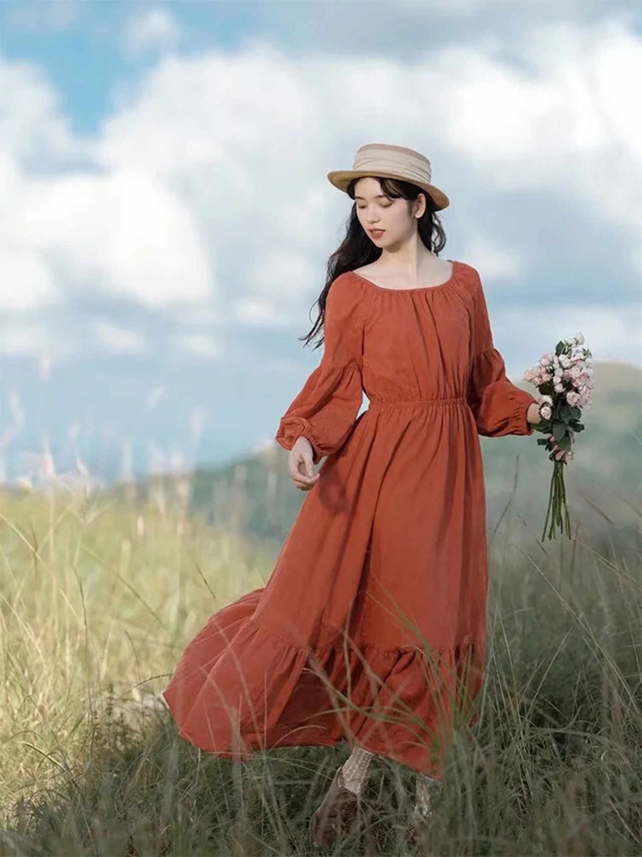 【0091】2sets Linen Exotic Long Sleeve Dress