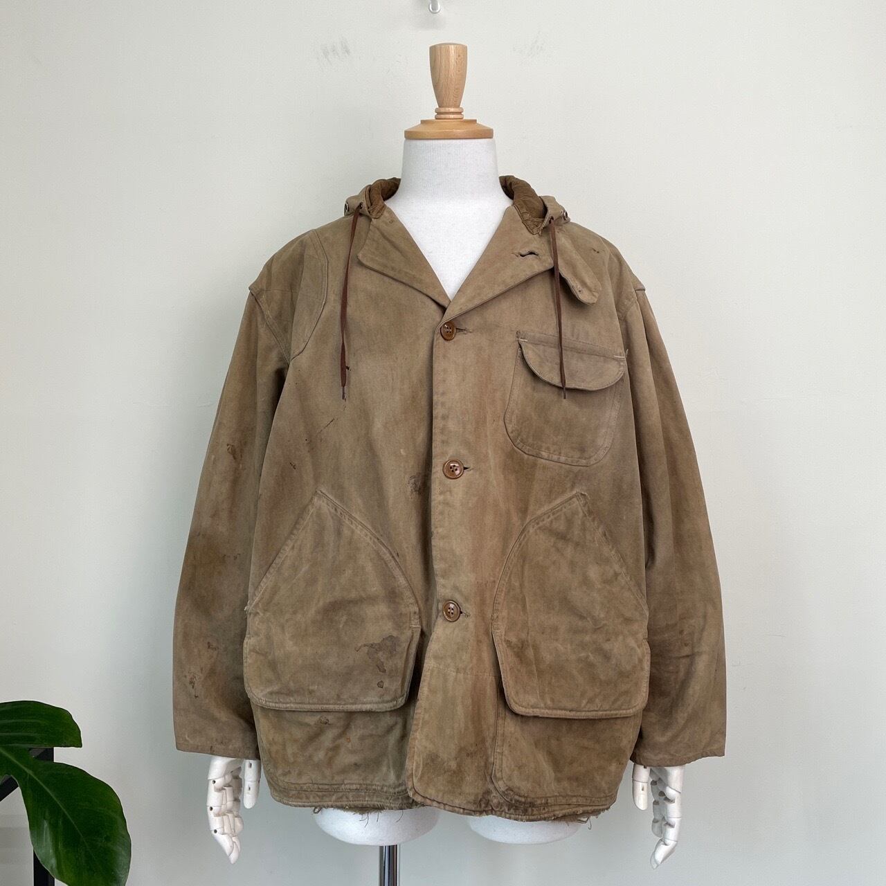 希少 50s-60s CONMAR ヴィンテージ ハンティングジャケット 極厚 50s 60s フード付き ハンティングジャケット ヴィンテージ 古着 ダック