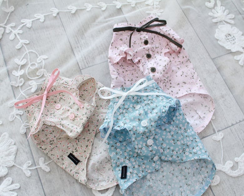 flowerブラウス S ~ 2XL 3color  /  犬服 新作 春夏 ドッグウェア ペット洋服 犬 服 お揃い 可愛い お出かけ top72