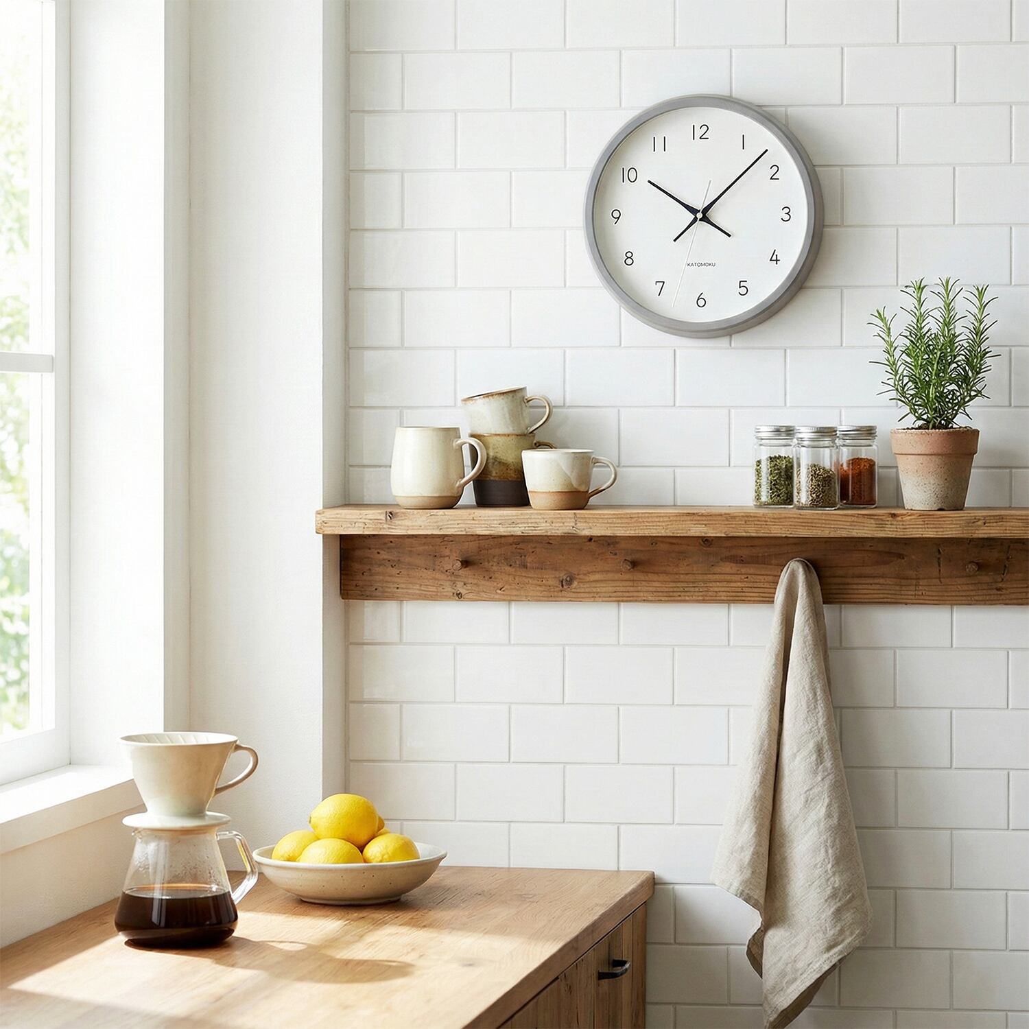 KATOMOKU muku clock 13 グレー km-104GR 掛け時計 | 加藤木工株式会社