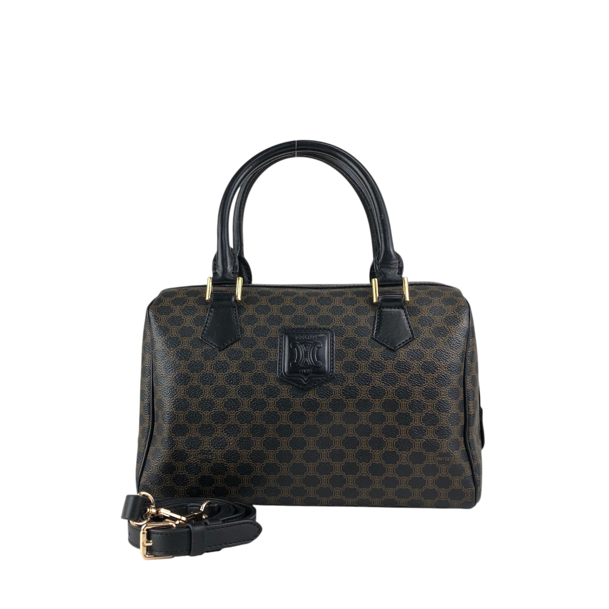 CELINE セリーヌ マカダム ショルダーバッグ ブラック ブラゾン型押し