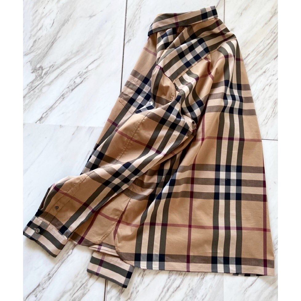 dead stock Burberry Brit cotton nylon elastane check shirt