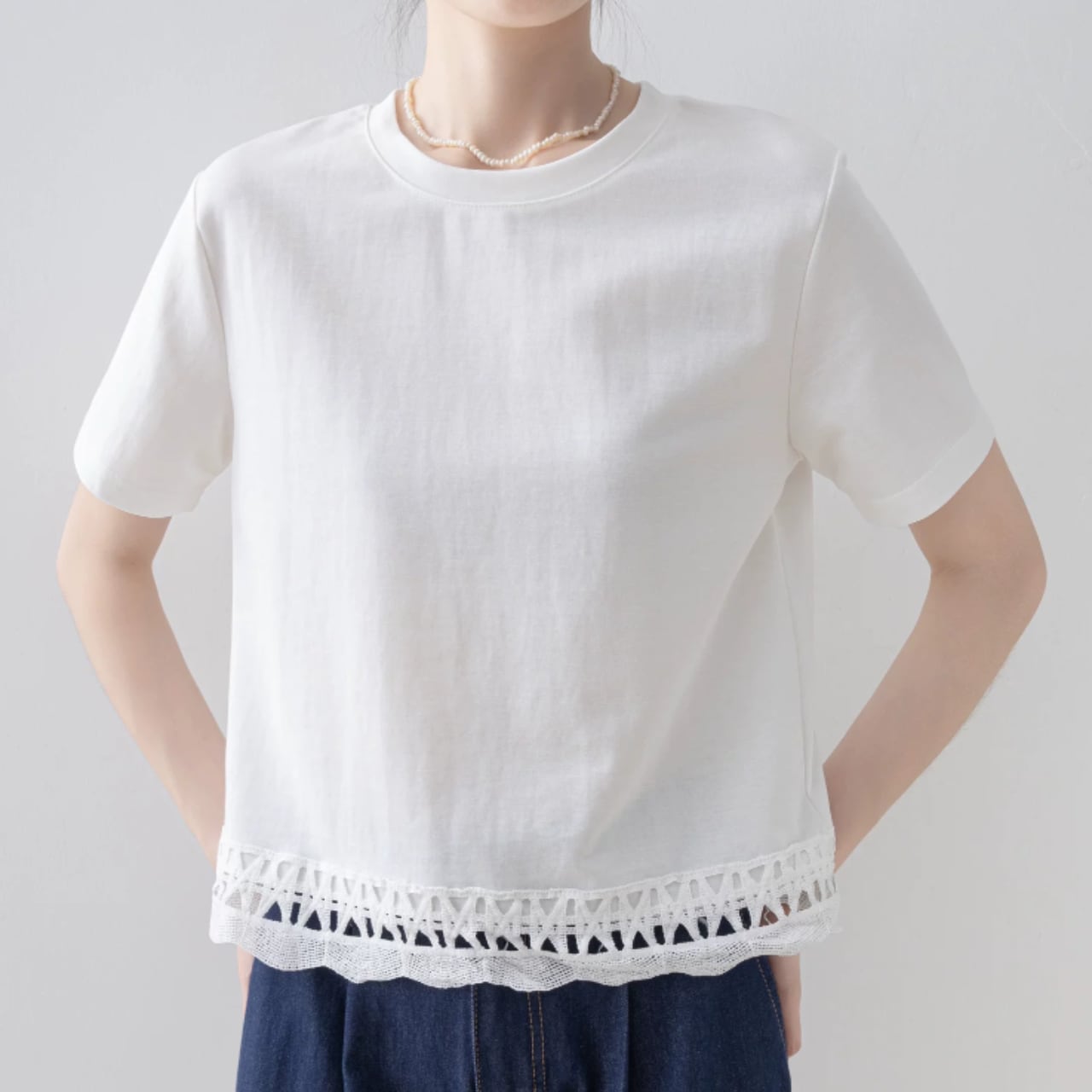 裾レース Tシャツ 00251