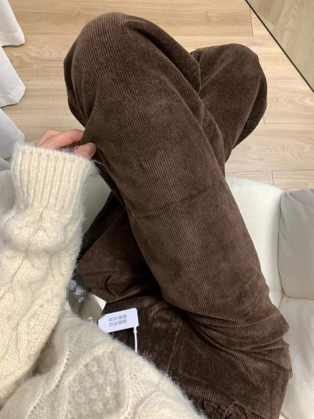 プラスベルベット肥厚ブラウンコーデュロイパンツ女性の秋と冬の新しい