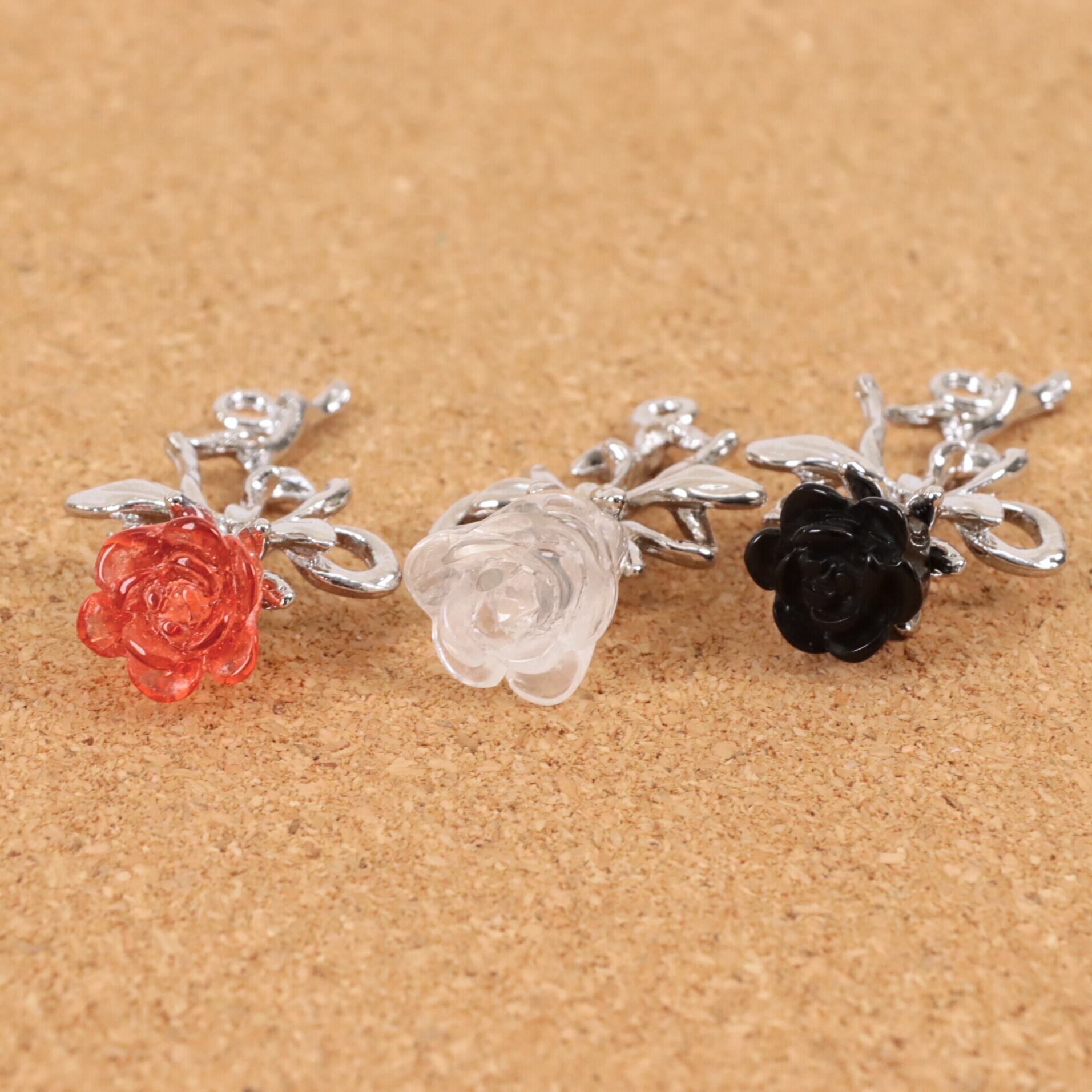 薔薇 リボン シルバー 金属 樹脂 02000264 チャーム ハンドメイド 装飾