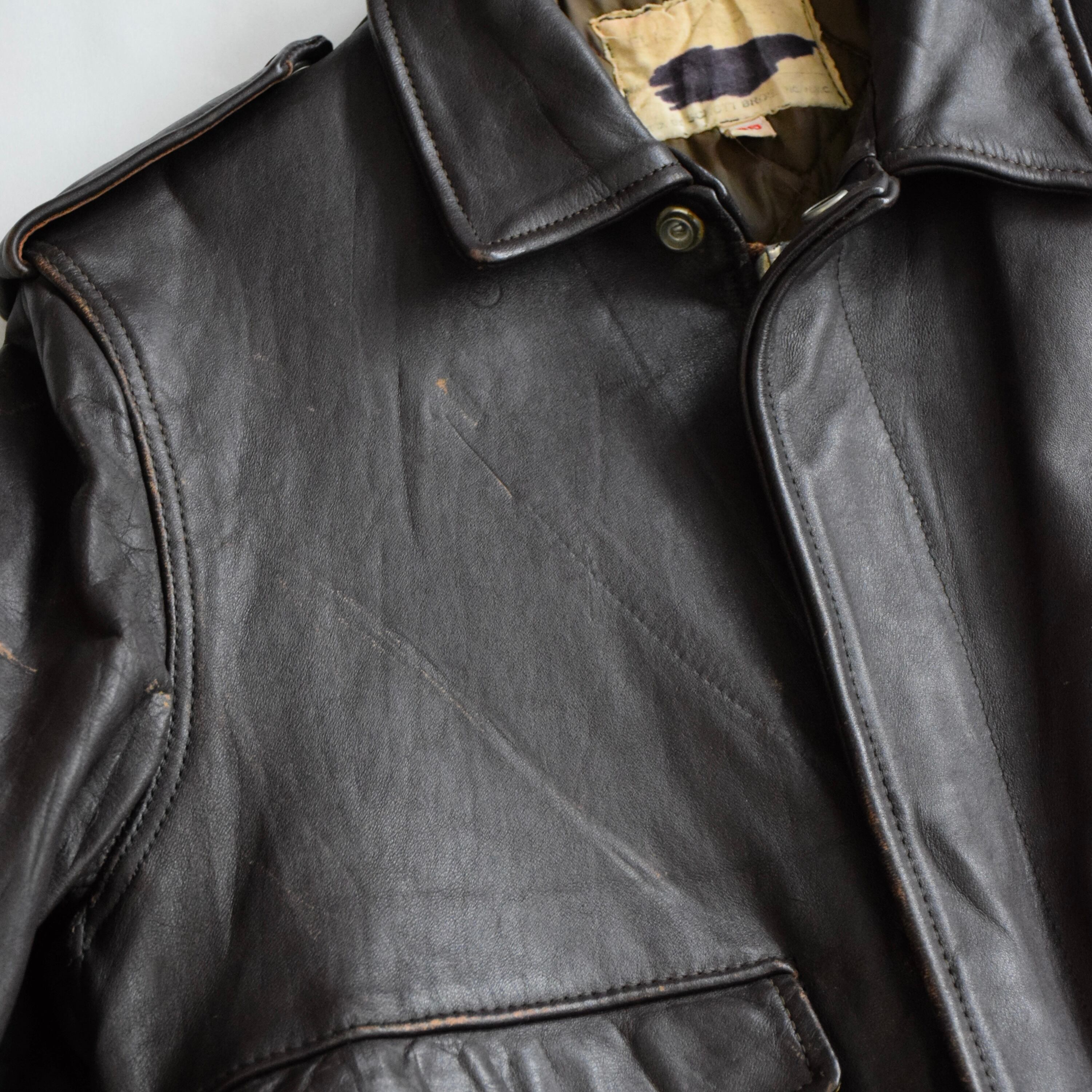 70s Schott A-2フライトレザージャケット メンズ38 ブラウン ショット
