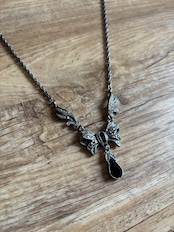 ribbon motif vintage necklace-5217-4
