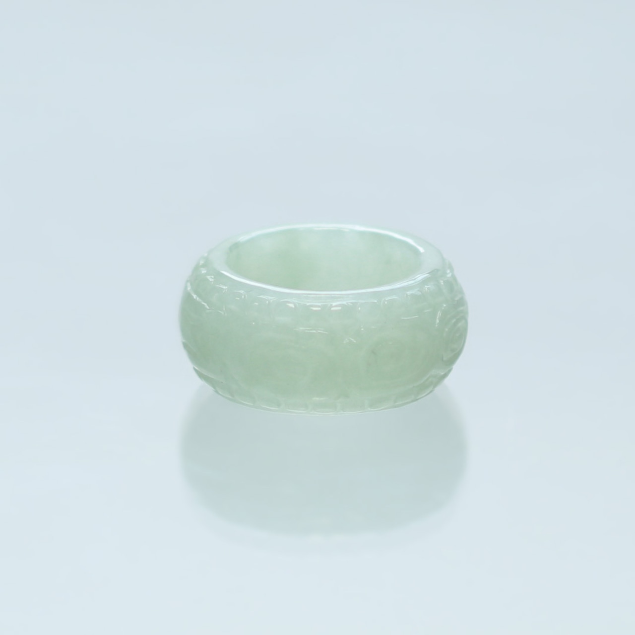 Carving NyoY 翡翠くり抜き甲丸リング A貨翡翠 jd_rg2517