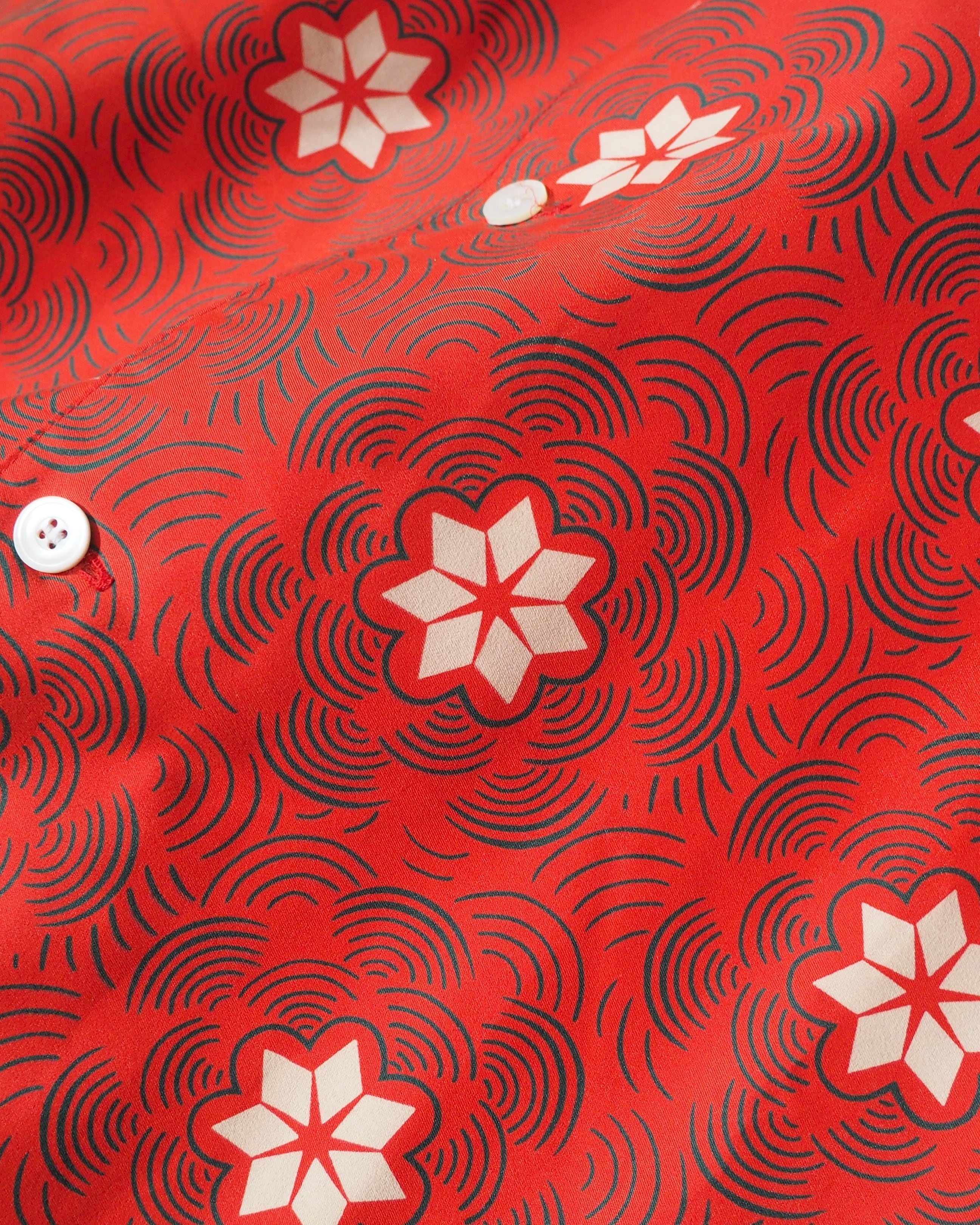 1980s " NICOLE CLUB " Arabesque oriental pattern Design vintage Open collar shirt